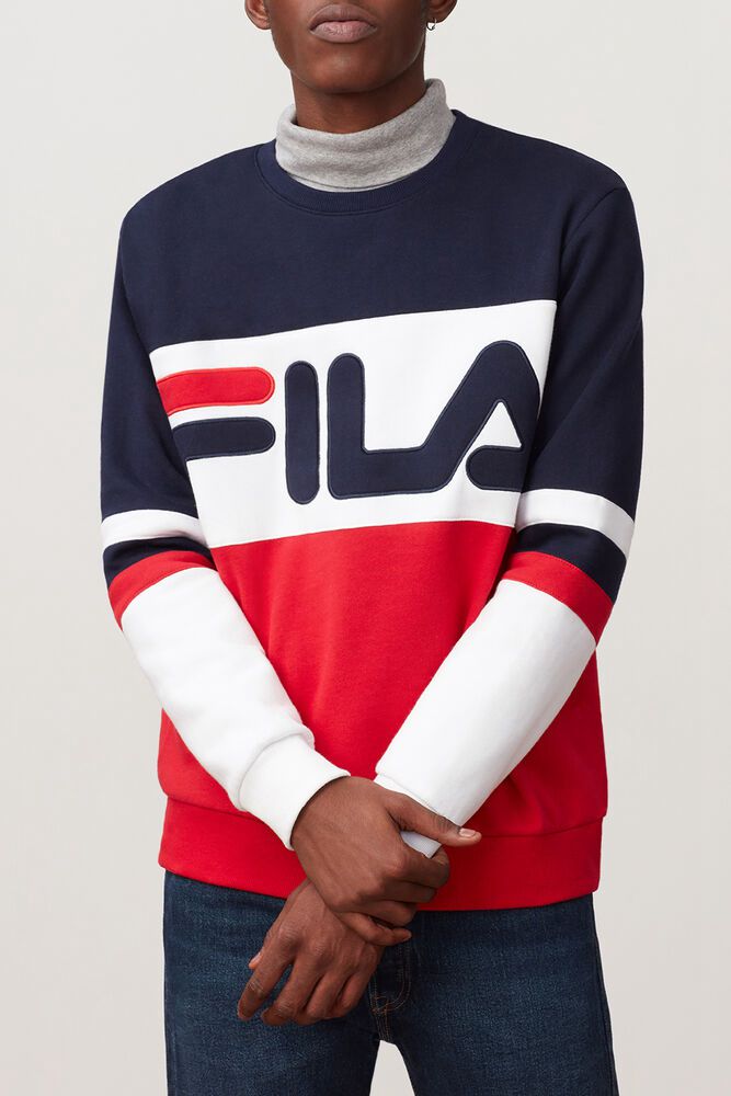 Fila Sweatshirt Herre Rød/Mørkeblå/Hvide Freddie GLF-930718